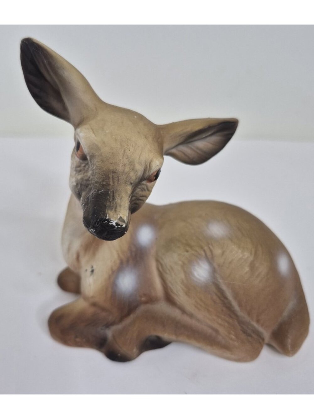 Vintage Fawn Figurine Laying Down  4"×4"